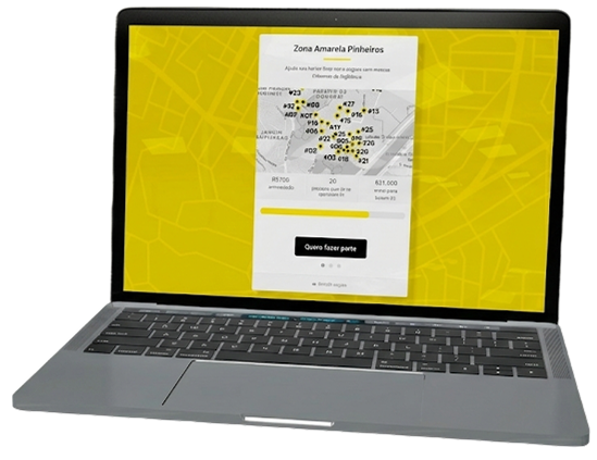 Mockup do projeto Zonas Amarelas